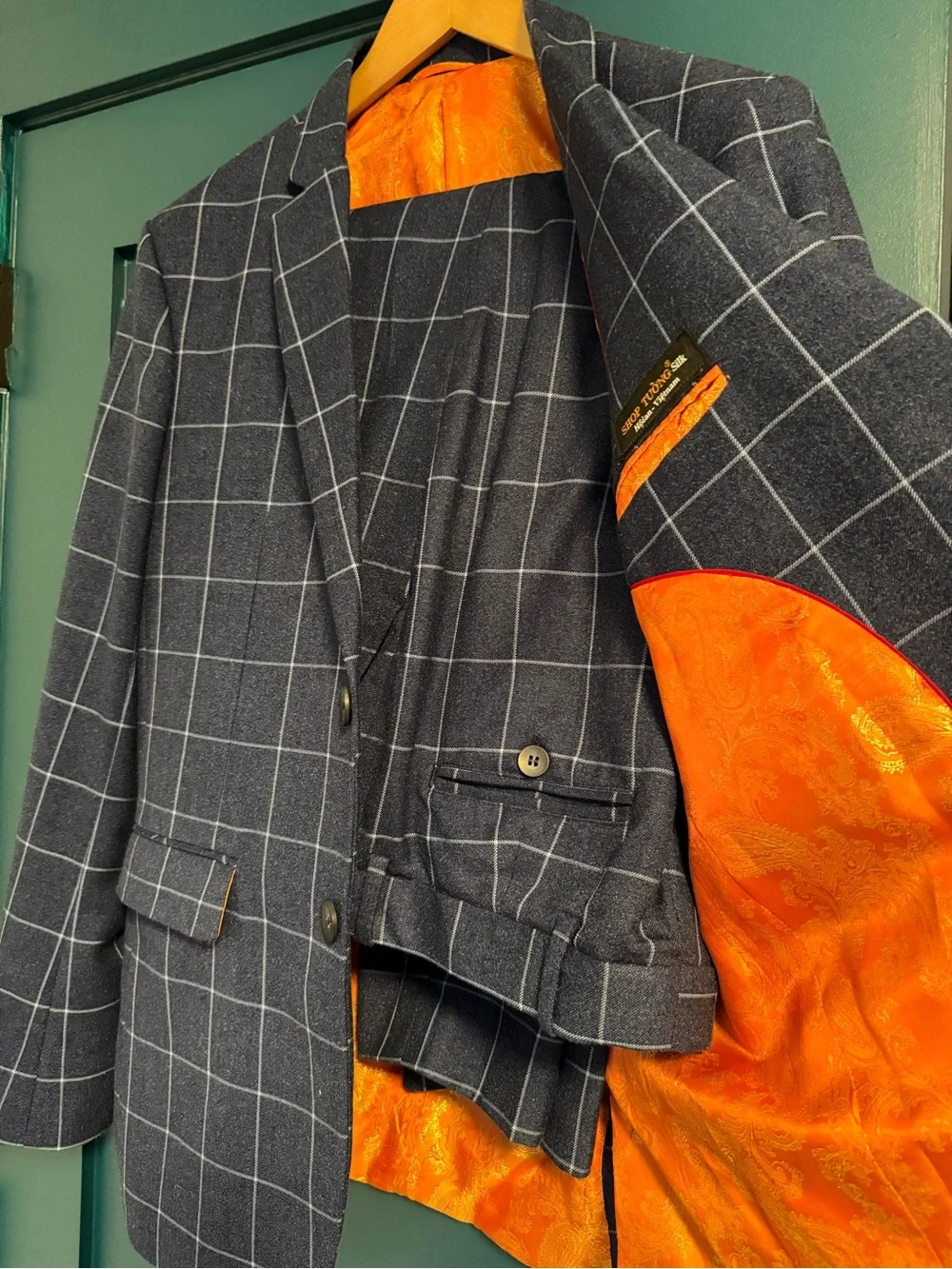 Men's Windowpane Navy Suit - Picture 2 of 10